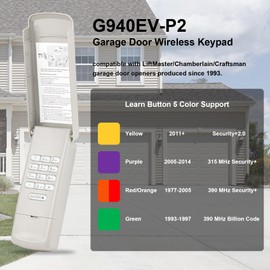 Universal Garage Door Opener Keypad for Liftmaster Chamberlain Craftsman Wayne Dalton Opener Since 1993. Wireless Keypad Keyless Entry Safe Security+2.0 Work with 877/878MAX 377/977/877/66LM