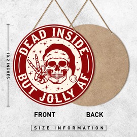 ZODGMED Funny Christmas Wall Hanging Sign, Christmas Decor for Home Living Room Bedroom Holiday Hanging Sign Xmas Wall Decorations, Dead Inside But Jolly AF