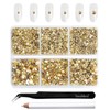 Beadsland 4300 Pieces Gold Flat Back Rhinestones Nail Stones Round