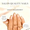 Uñas francesas cortas ovaladas, con base nude natural, uñas postizas