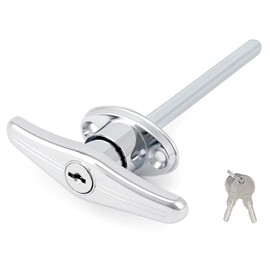 QWORK® Universal Garage Door Lock, Silver Powder Coated T Handle Lock with 2 Keys