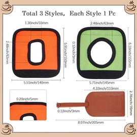 GORGECRAFT 3Pcs Luggage Handle Wrap Grip Handle Cover Luggage Identifier Orange Green Rubber Handle Cover Suitcase Luggage Tag Makers for Carry on Bag Car Travel Accessories