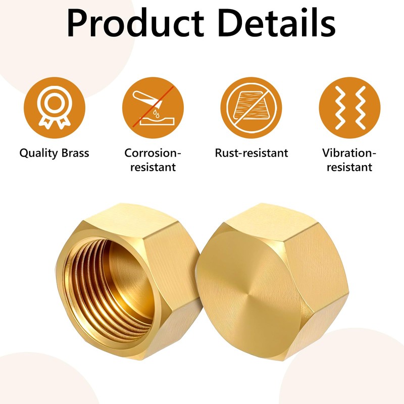 MBAIYO 100Pcs Brass Compression Stop Valve Caps, Flare Tube Gas