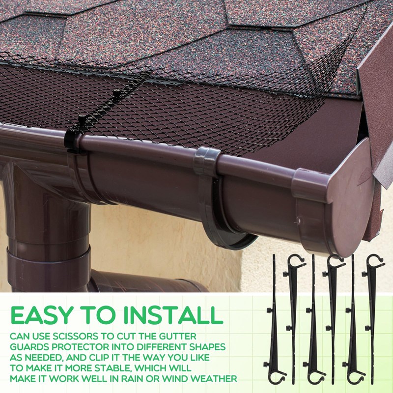 Windyun Gutter Guards Roll Black Plastic Guards Mesh Downspout Pipe