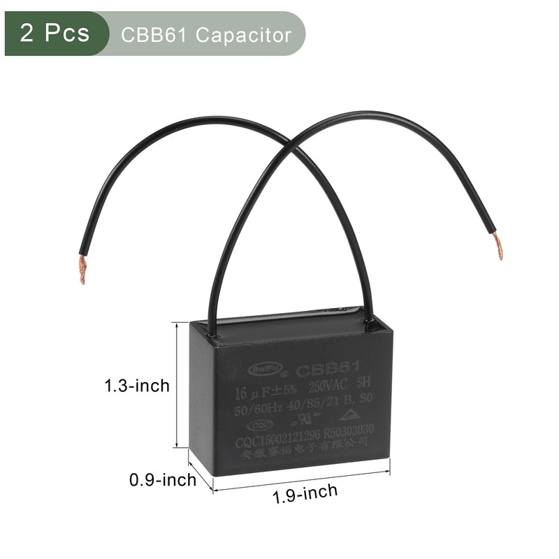 YOKIVE 2Pcs Ceiling Fan Capacitor CBB61, Metallized Polypropylene Film Capacitor