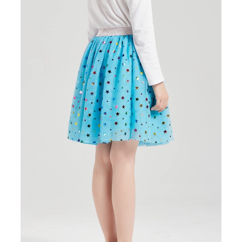 DaniChins Girl's Layered Tutu Skirt Tulle Princess Sparkle Skirt for