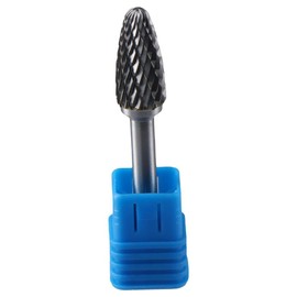 SF-5 Tungsten Carbide Bali Rotary File Tree Shape Radius End Shape Double Cut for Die Grinder Drill Bit 1/4" Shank Diameter 1/2" Cutter Diameter 1" Cutter Length 1"