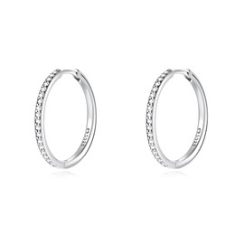 Women's 925 silver earrings made of wide and fine hoops. Hoop earrings made of 925 silver for women or 18 carat gold, ideal as a gift for Mother's Day. Earrings girls. Jewellery women, Gold - silver