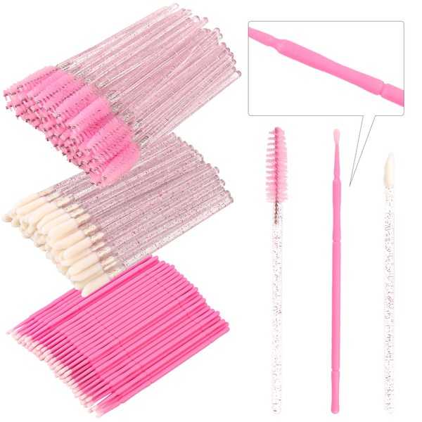 myaokue-up 300 Pack Disposable Spoolies Brushes Sets Mascara Wand Lip