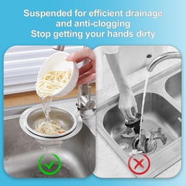 Songholee Stainless Steel Swan Sink Strainer Basket, 2 Pieces Sink Basket Colander Stainless Steel, Multifunctional Drain Basket, Sink Food Catcher Swan Filters, Kitchen Sink Corner Strainer