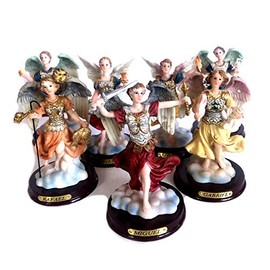 7 Archangels Complete Full Set Religious Statues Figurines 4" Inch Siete Arcangeles Figuras