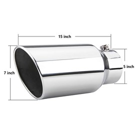 LCGP 5" inlet Universal Diesel Truck Exhaust Tip,Stainless Steel, 7" outlet,Polished, Bolt-On