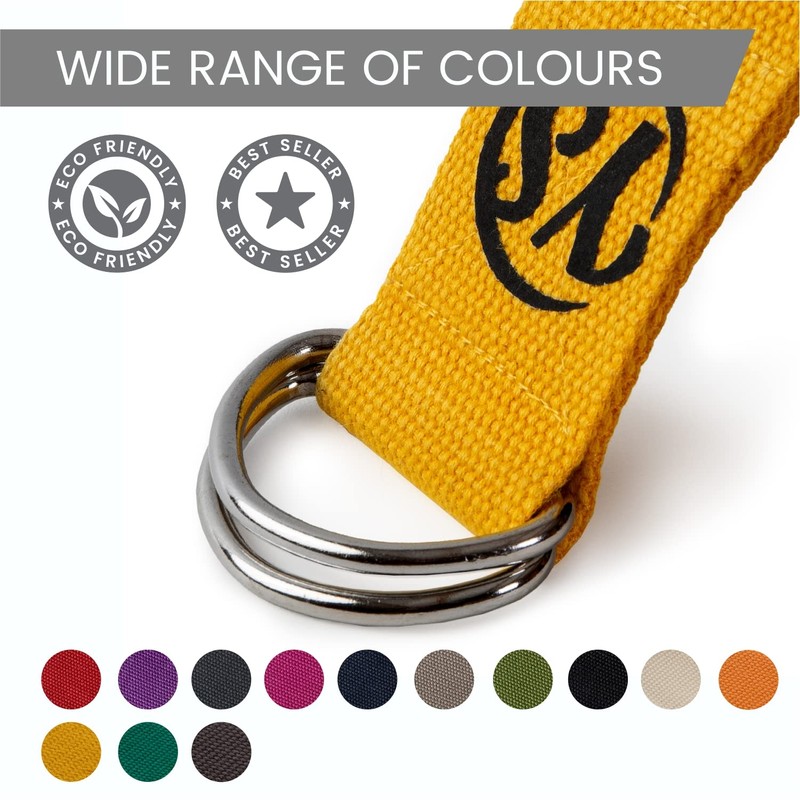 Yellow Metal D-Ring Buckle Yoga Studio Belt 2.5M