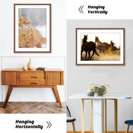 HLiWEGNS Light Walnut 20x24 Frame - Single Frame - Rustic Woodgrain 20 x 24 Poster Frame for Pictures 16x20 with Mat or 20x24 Picture Frame Without Mat for Wall Gallery Display - Ideal Christmas Day