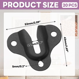 Murtenze 20PCS Matte Black Keyhole Hangers Buckle Type Picture Hanger, Single Keyhole Hanging Plate Mirror Picture Frame Hangers Kit for Wall Mounting Coat Rack, Mug, Wooden Board