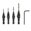 4PCs HSS Countersink Cone Drill Bit Set 1/4" Hex Shank