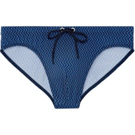 Hom Men's Morny Swim Brief, Micro Navy/Orange Pattern, XL
