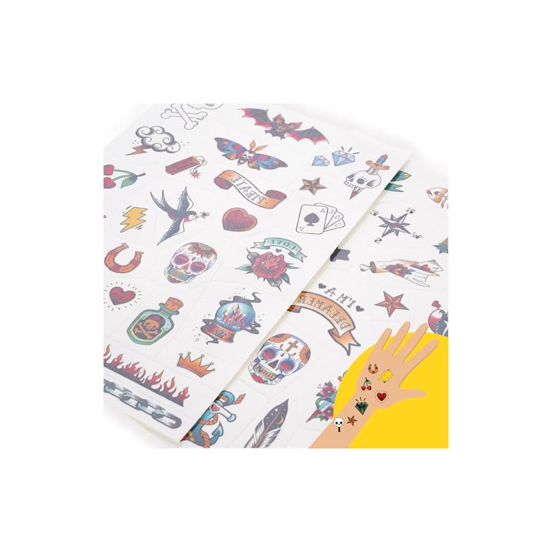 Legami - Temporary Tattoos for Kids Old School Theme, Washable,