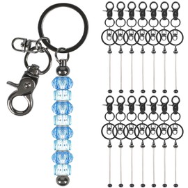 Resflyar 14 PCS Beadable Keychain Bars, Grey Blank Bead Keychains, Keychain Making Supplies Kit, Metal Beaded Keychains Making for Craft DIY Gift