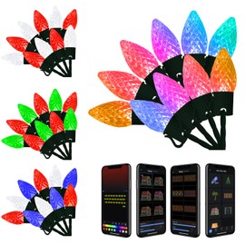 Aoycocr Smart C9 LED Christmas Lights Outdoor, 150 Count 118 FT, APP Programmable, 105+ Modes, RGB Color Changing, Music Sync, IP65 Waterproof, Connectable for Roofline Patio Xmas Tree Holiday Decor