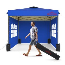 Benass 10x10 Pop Up Canopy Tent with Sidewalls, Easy Up, Heavy Duty, Blue, Perfect for Parties, Camping, Events & Vendor