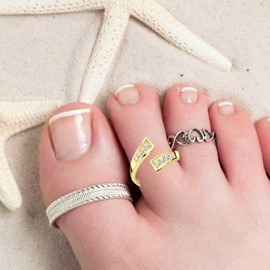FIVE-D Toe Ring Toe Ring Zirconia Foot Jewellery Adjustable Size 925 Sterling Silver, 925 sterling silver