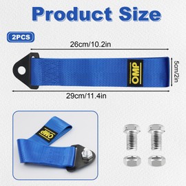 GD HUA Pack of 2 Tow Ropes for Racing Cars, High-Strength Tow Rope, Bumper Tow Ropes, Tow Loop, Universal, Pull Rope High Strength for Vehicle Front and Rear Bumpers (Blue)