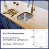 MONSINTA Bar Sink, 15 Inch Undermount Kithcen Sink, 15" x