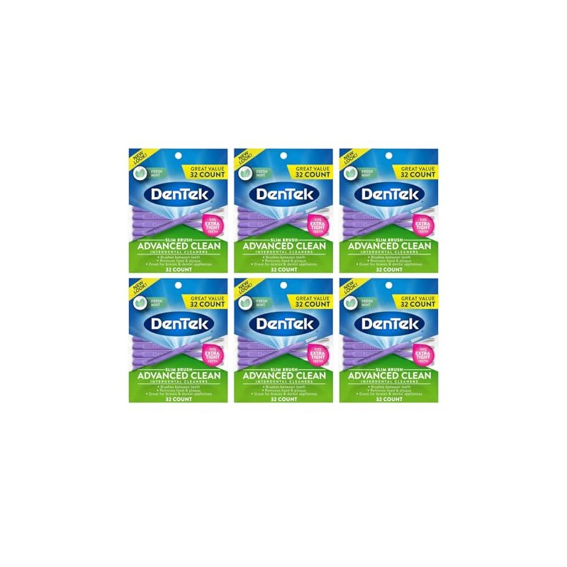 Dentek Slim Brush 32 Count Deep Clean Tight Teeth (6