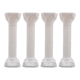 4 Pack Elegant Wedding Roman Column Set,35 Inch Roman Pillars Flower Pot Columns Pedstal Stand Wedding Road Decorative Hollow Columns,Adjustable Height (White)