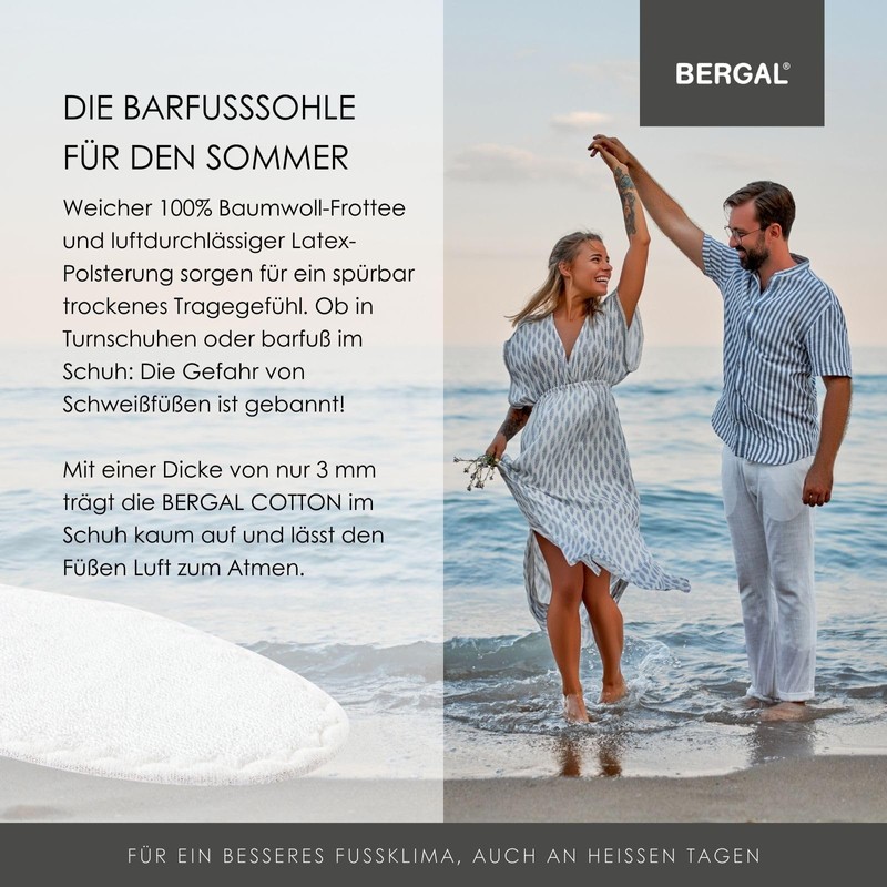 BERGAL COTTON 1 Pair Barefoot Soles, Soft & Thin, 100%