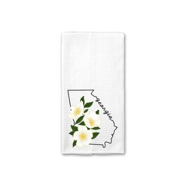 PainterDesign Georgia Kitchen Towel - Georgia Dish Towel - States Kitchen Towels - U.S. State Souvenir - Moving to Georgia Housewarming Gift - Georgia Flower Lover Gift - Georgia State Towel