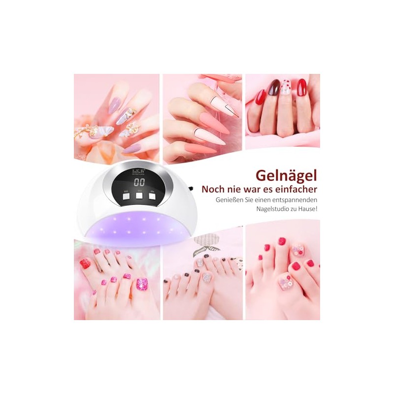 LKE 54W UV Lamp for Gel Nails with LCD Display