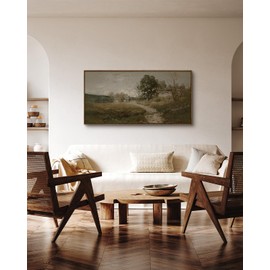 InSimSea Extra Large Framed Vintage Wall Art, Living Room Country Farmhouse Decor, Retro Road Landscape Paintings, Canvas Prints, Rustic Scenery Long Pictures for Bedroom Above of Bed,24x48inch