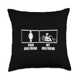 Your Girlfriend My Girlfriend Funny Recumbent Bicycle Throw Pillow