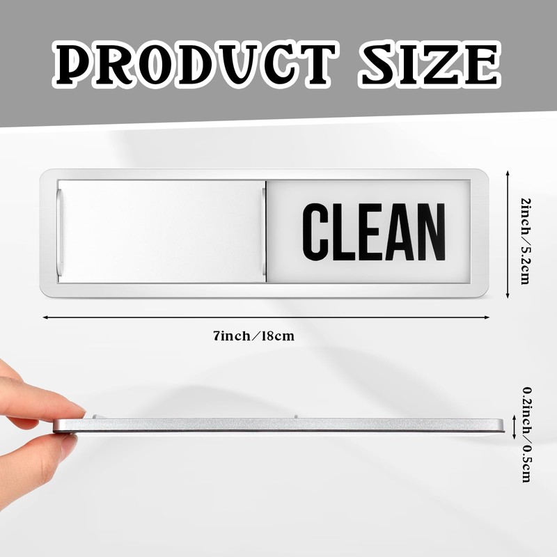 Dishwasher Magnet Clean Dirty Sign, Premium Stainless Steel Clean Dirty