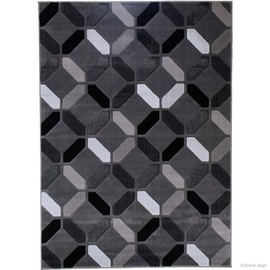 Allstar 5x7 Grey and Gainsboro Grey Modern and Contemporary Rectangular Accent Rug with Charcoal Grey Diamond Design (4' 11" x 6' 11")