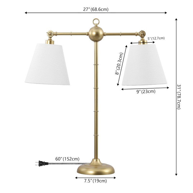 JONATHAN Y JYL3074A 31" Contemporary Farmhouse 2-Light Adjustable Library Lamp,