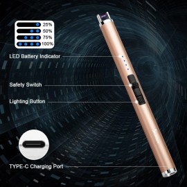 SUPRUS Electric Lighter Candle Type C Rechargeable Champagne Gold