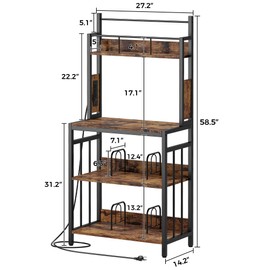 IRONCK IRONCK Record Player Stand, 2-Tier Vinyl Record Storage, Large Record Player Table with Charge Station, Turntable Stand with Record Rack Holds Up to 300 Albums for Living Room