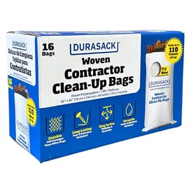 DURASACK Contractor Bags Heavy Duty 40-Gallon Reusable White Woven Polypropylene Contractor Garbage Bags, Pack of 16