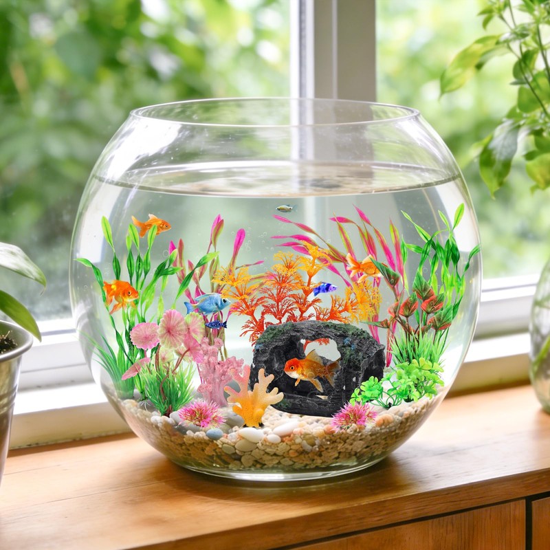 QUOZUO Broken Barrel Fish Tank Decor, 16pcs Fish Tank Accessories