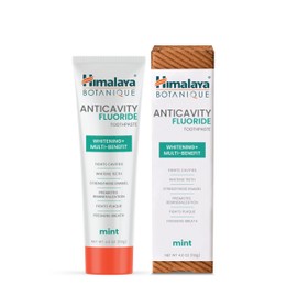 Himalaya Botanique Anticavity Fluoride Mint Toothpaste, Fluoride with Multi-Benefit Support, Fights Cavities, Strengthens Enamel, Promotes Remineralization, Mint Flavor, 4 oz (113g)