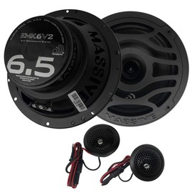 Massive Audio EMK6 V2-6.5 Inch, 125 Watts RMS and 250 Watts MAX, 20mm Soft Silk Dome Tweeter, 4 Ohm, 6dB High Grade Inline Crossover, Component Kit Speakers.