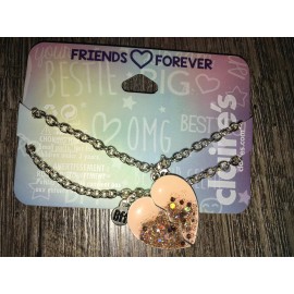 Claire’s Glitter Faux Stick On Nails Bff Best Friend Heart Bracelet Jewelry Lot