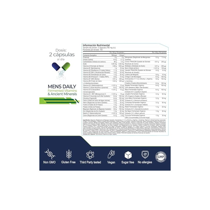 ETERNAL NUTRITION Men's Daily: Multivitamínico Hombre 4 en 1 (200