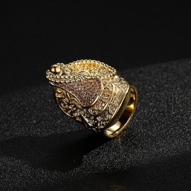 Exquisite Gold Elegance: Premium Heavy XXXL Saddle Ring - 42g Weight, Sparkling Stones, and Multiple Sizes (13)- Unleash Your Opulence with Affordable Luxury and Impeccable Craftsmanship