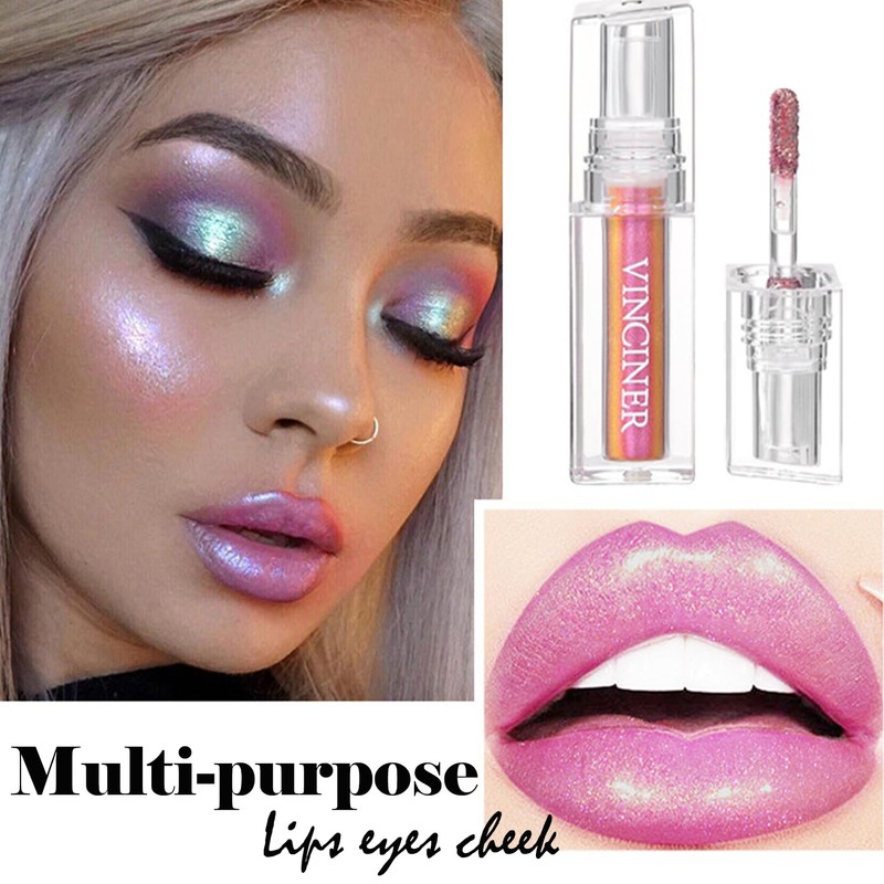 HERBENJOY Metallic Lipstick Glitter Chameleon Lipgloss, Multichrome Tinted Lip Gloss