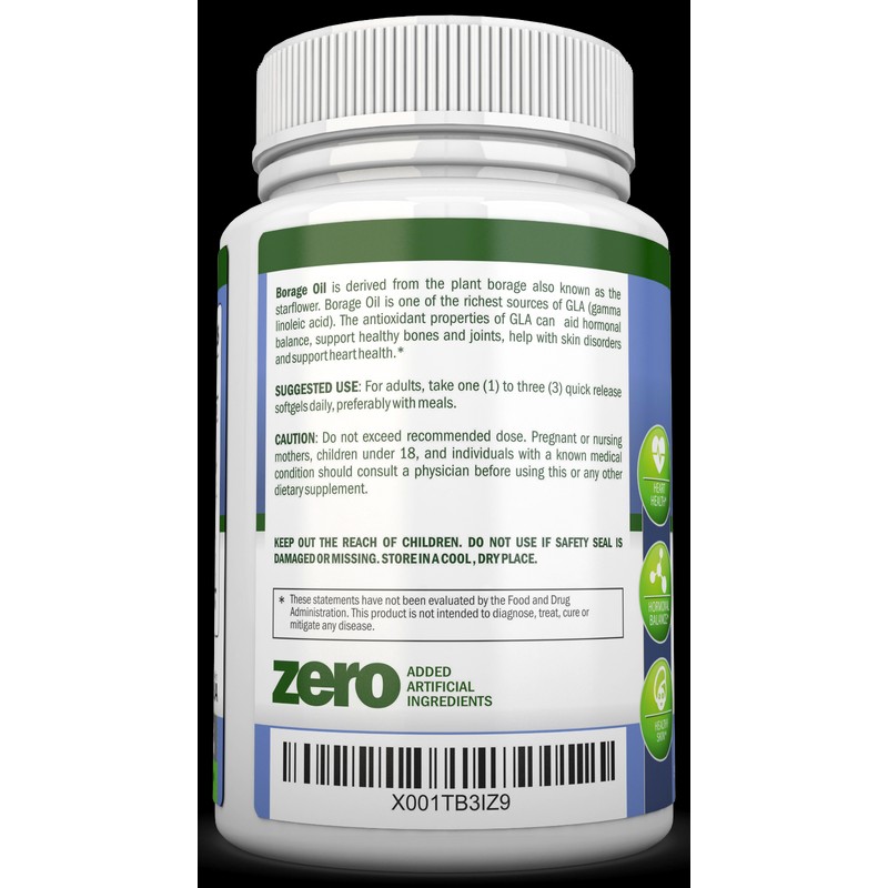 Borage Oil - 1000 mg - 180 Softgels - High