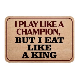 Classic Framed Plus I Play Like a Champion, But I Eat Like a King Door or Wall Sign | Funny Sporty Teen - Medium
